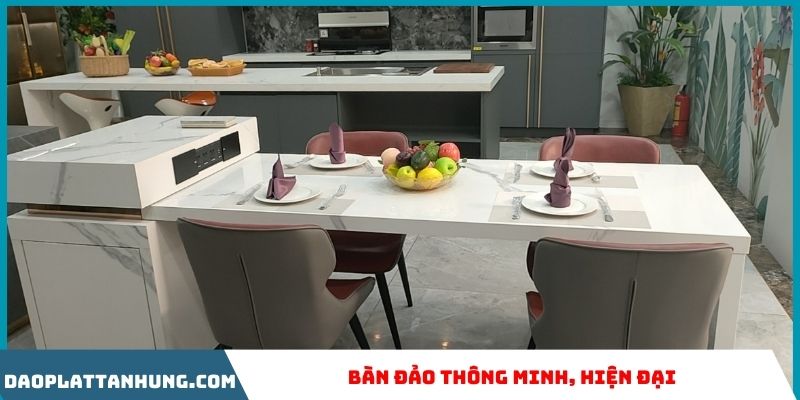 Mẫu bàn đảo bếp thông minh, hiện đại