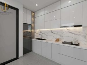 Đá trắng ý vân mây ốp mặt bàn bếp